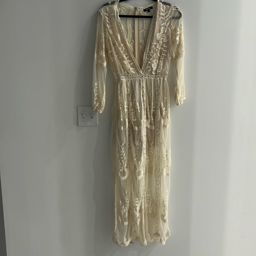 Vici Collection boho long sleeve lace maxi romper